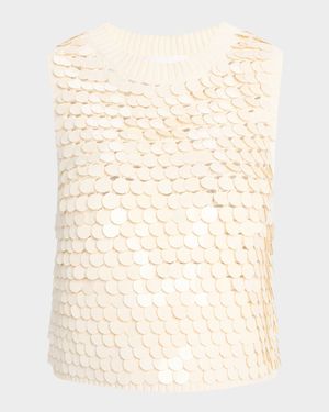 Cora Paillette Crochet-Stitch Crop Tank