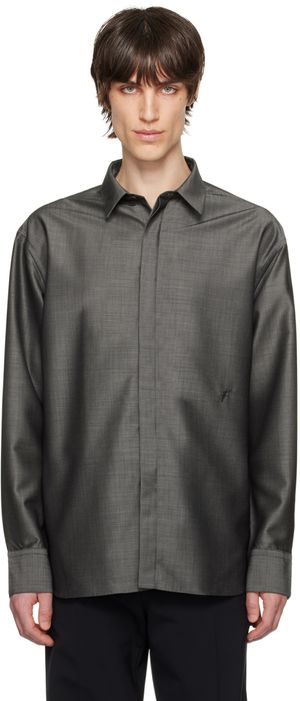Ferragamo Gray Embroidered Shirt