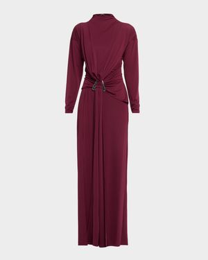 Remington Draped Matte Jersey Column Gown