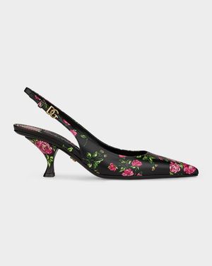 60mm Cutout DG Floral Leather Mule Sandals