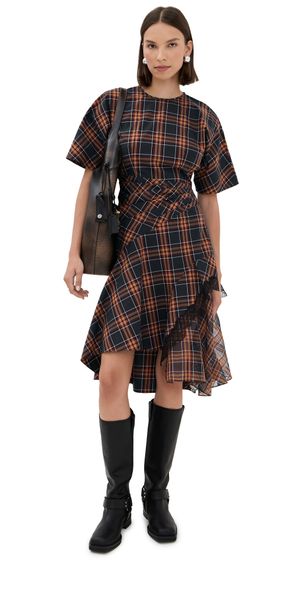 3.1 Phillip Lim Short Sleeve Draped Dress with Organza Combo Dusk Multi 0