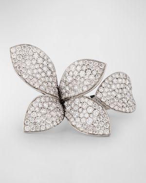 Giardini Secreti 18K White Gold Diamond Petal Ring, Size 7