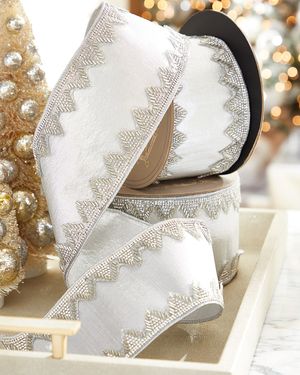 Metallic Art Deco Christmas Ribbon, 4"W x 10 Yards