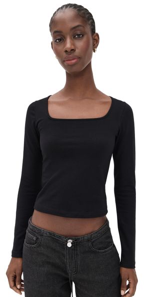 perfectwhitetee Maeve 90's Jersey Top True Black XS