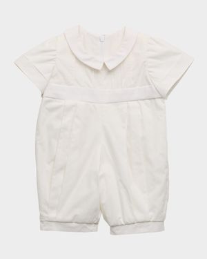 Boy's James Pleated Christening Romper, Size 0-9M