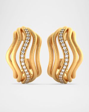 18K Yellow Gold Sierra Huggie Earrings with Diamonds