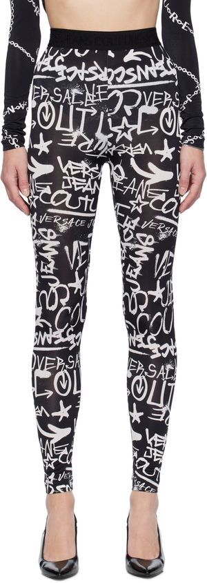 Versace Jeans Couture Legging noir à motif à logo Graffiti
