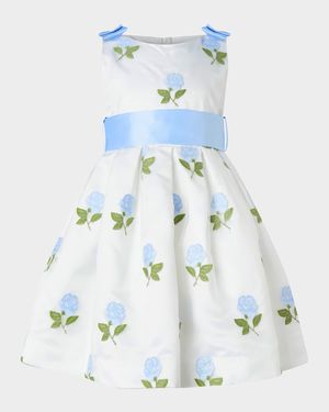 Girl's Rose Embroidered Organza Dress, Size 2-14