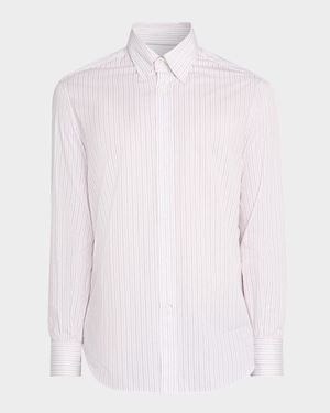 Men's Slim-Fit Stripe Cotton Button-Down Shirt