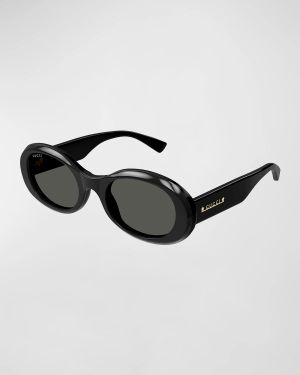 Logo Acetate Oval Sunglasses