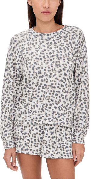 Z Supply Luxe Leopard Long Sleeve Top Champagne XS