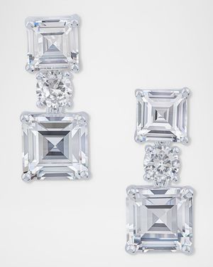 Princess Round Cubic Zirconia Delicate Drop Earrings