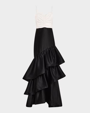 Clarice Two-Tone Ruffle Tiered Gown