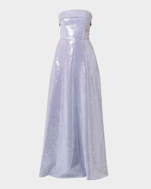 Bennett Strapless Striped Sequin Gown