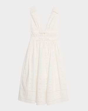 Broderie Cotton Midi Dress