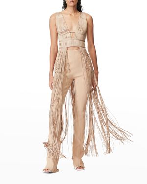 Plunging Long Tiered Fringe Top