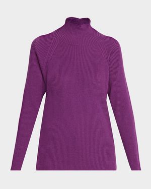 Ribbed Merino Wool Turtleneck Sweater