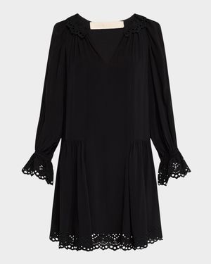 Enora Scalloped Eyelet Shift Dress