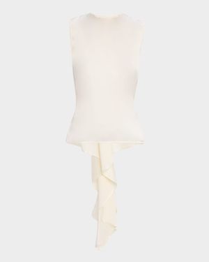 Sleeveless Draped Silk Scarf Top