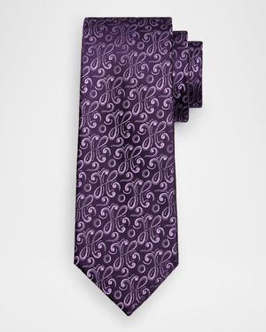 Men's Curly Embroidered Silk Tie