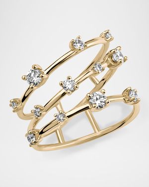 Solo 14k Gold and Diamond 3-Band Angled Ring