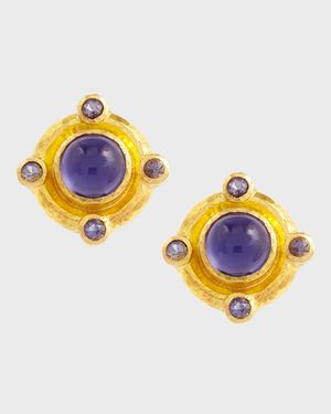 19K Gold Iolite Stud Earrings
