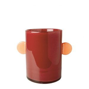 Blanc D'ivoire - Vase pipa en verre - Taille 16 - Rouge