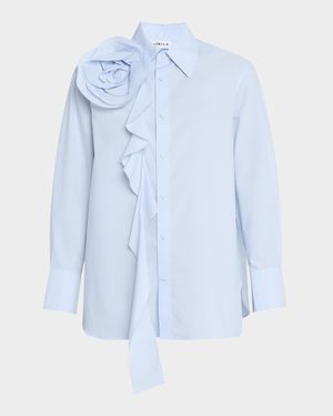Ketch Ruffle Rosette Cotton Poplin Shirt
