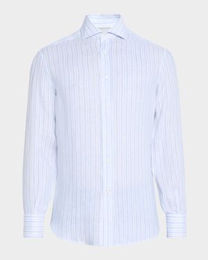 Men's Linen Multi-Stripe Sport Shirt