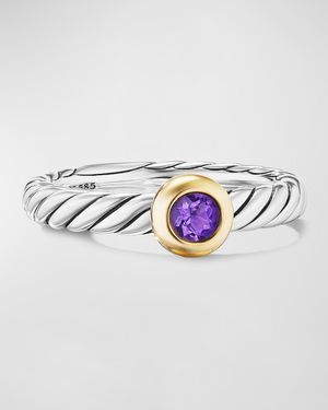 Cable Flex Ring with Gemstone in Silver and 14K Gold, 2.8mm