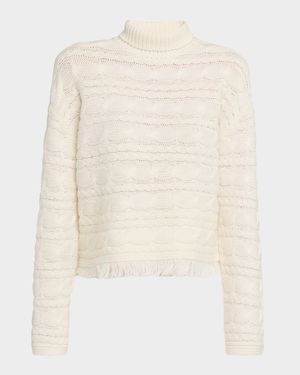 Cropped Cable Turtleneck Sweater
