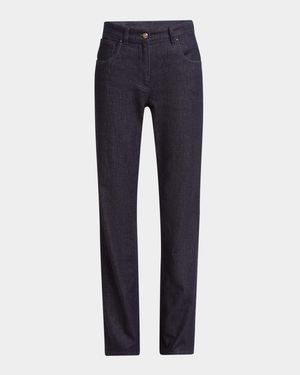 Cotton-Cashmere Denim Straight-Leg Trousers