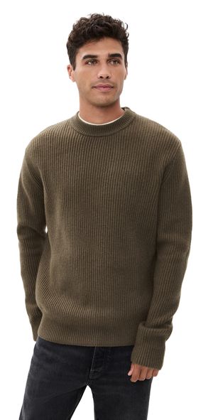 Les Deux Eddie Wool Rib Crewneck Knit Teak M