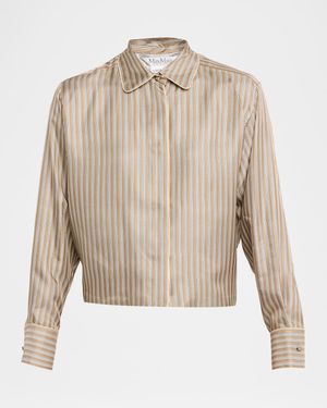 Brama Striped Silk Button-Front Shirt