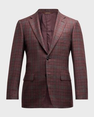 Men's Silk-Wool Plaid Sport Coat