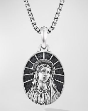Men's Mary Pendant in Silver, 30mm