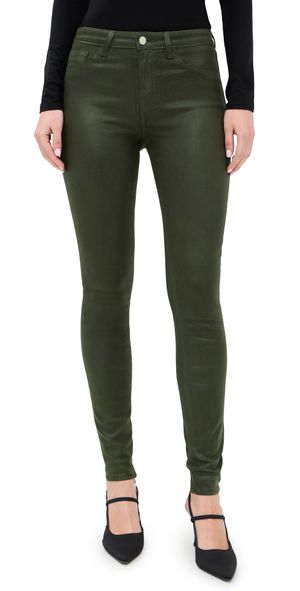 L'AGENCE Marguerite High Rise Skinny Jeans Deep Olive Coated 25