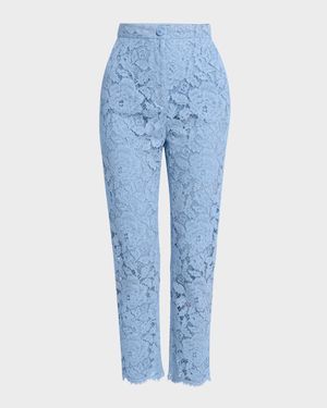 Cordonetto Lace Straight-Leg Ankle Pants
