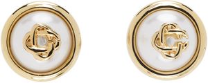 Casablanca Gold Pearl Logo Stud Earrings