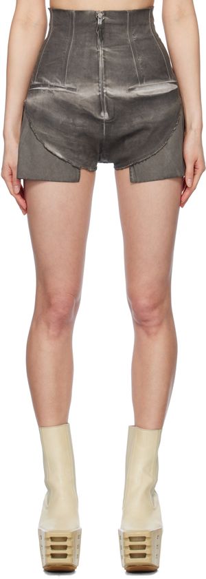 Rick Owens DRKSHDW Short Dirt gris en denim à bords bruts - Hollywood