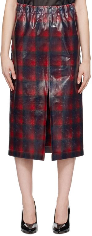 Maison Margiela Jupe midi rouge à carreaux