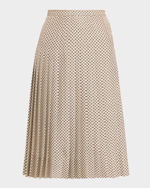 Clea Pleated Silk Midi Skirt