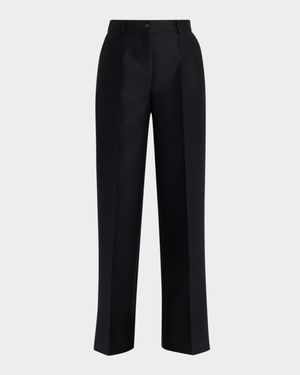 Faille Heavy Wool-Blend Pintuck Trousers