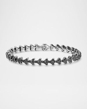 Men's Armoury Link Bracelet in Silver with Black Diamonds, 7.5mm
