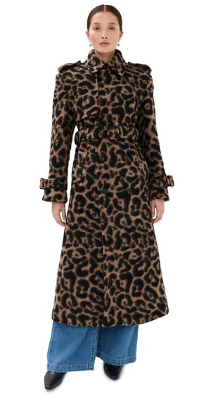 SIMKHAI Rumi Belted Long Coat Leopard S