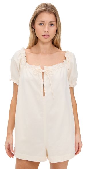 Free People Daisy Denim Babydoll Romper Vanilla XS