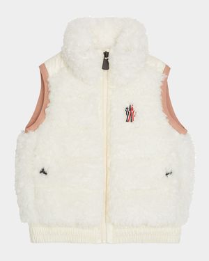 Girl's Quilted Faux Shearling Vest, Size 8-14