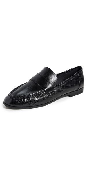 Black Suede Studio Arrow Loafers Black Crinkle Leather 37