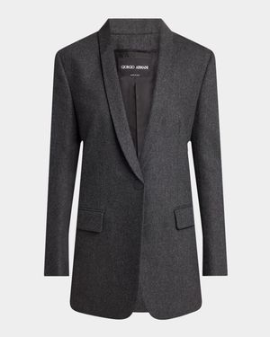 Cashmere Flannel Single-Breasted Blazer