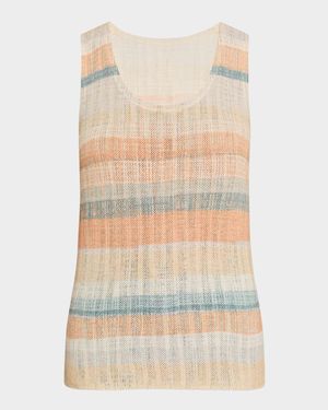 Superfine Cashmere Striped Pointelle Tank